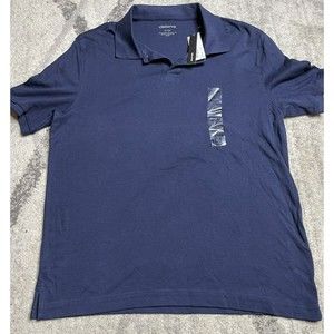 Claiborne Mens Button Up Short Sleeve Collared Polo Shirt Size Small Blue